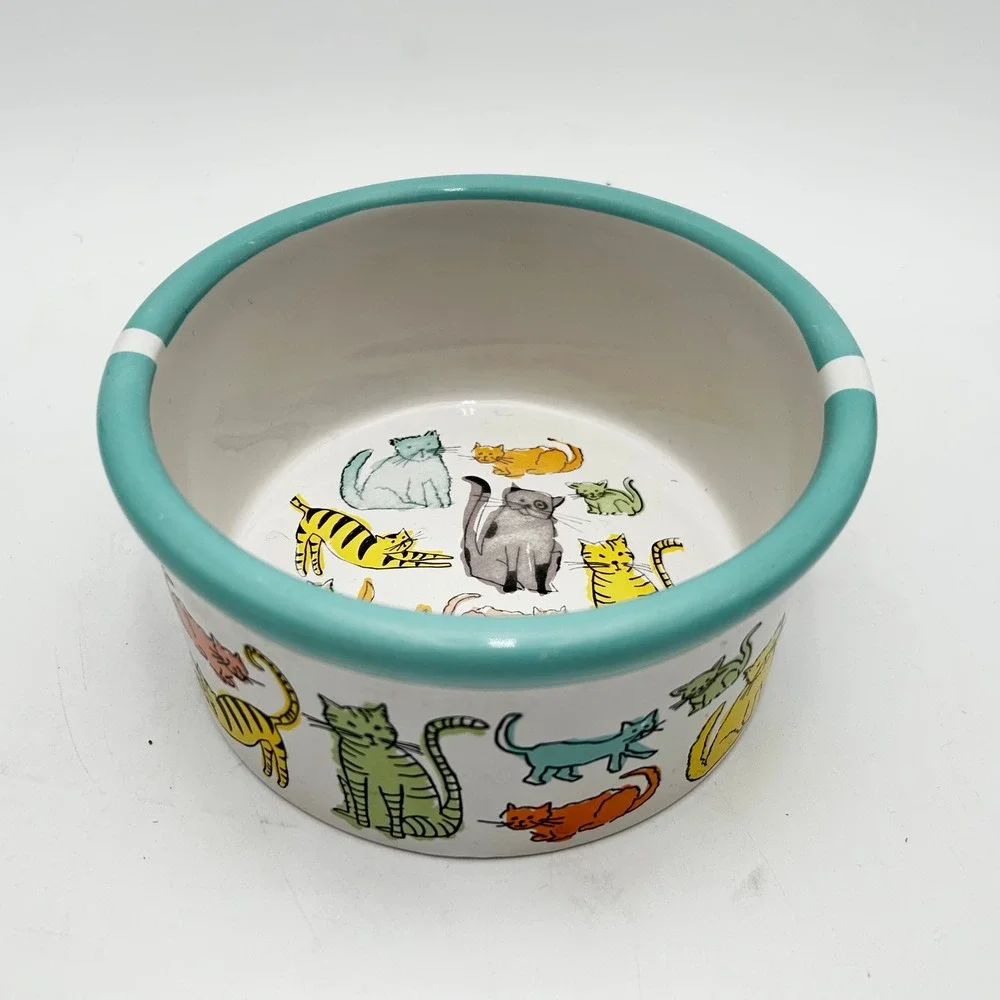 Room Creative Cat Town Ceramic Pet Bowl Dishwasher Safe Microwave Safe
